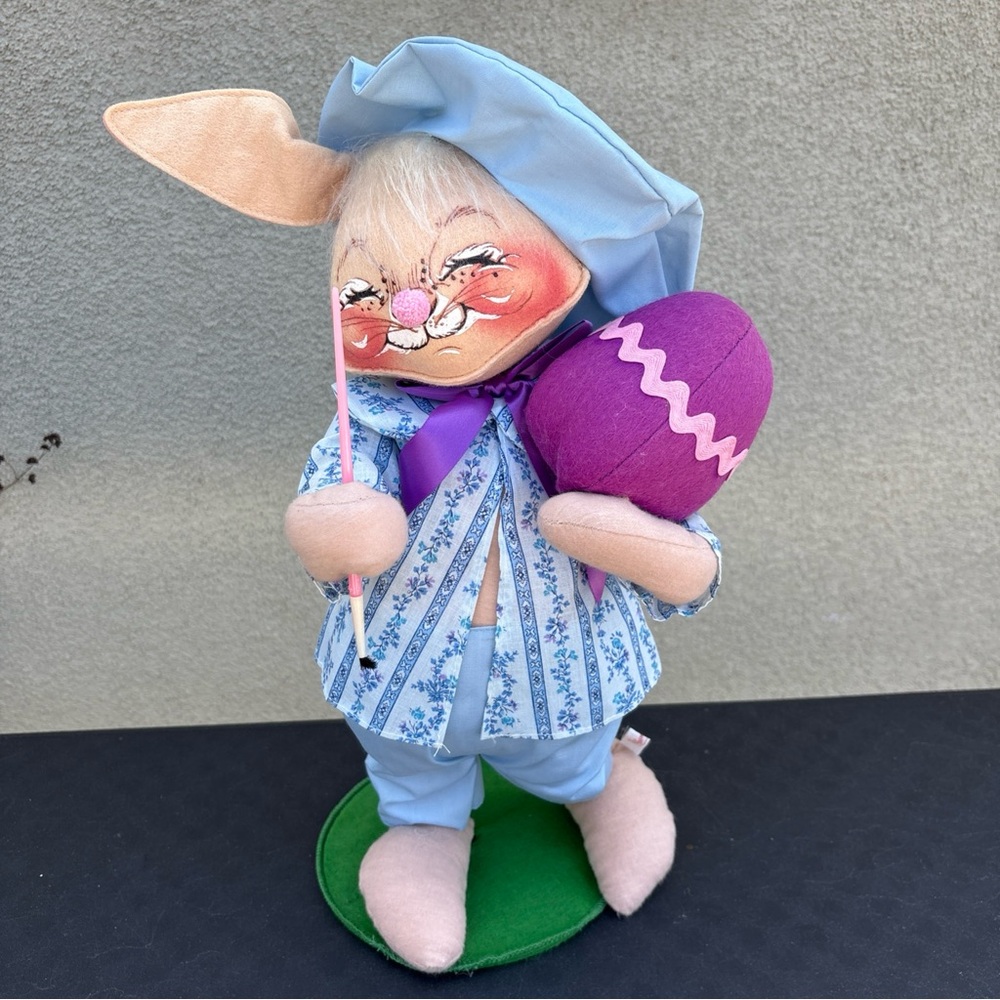 Annalee Mobility Easter Bunny Figurine with Purple Egg 20”